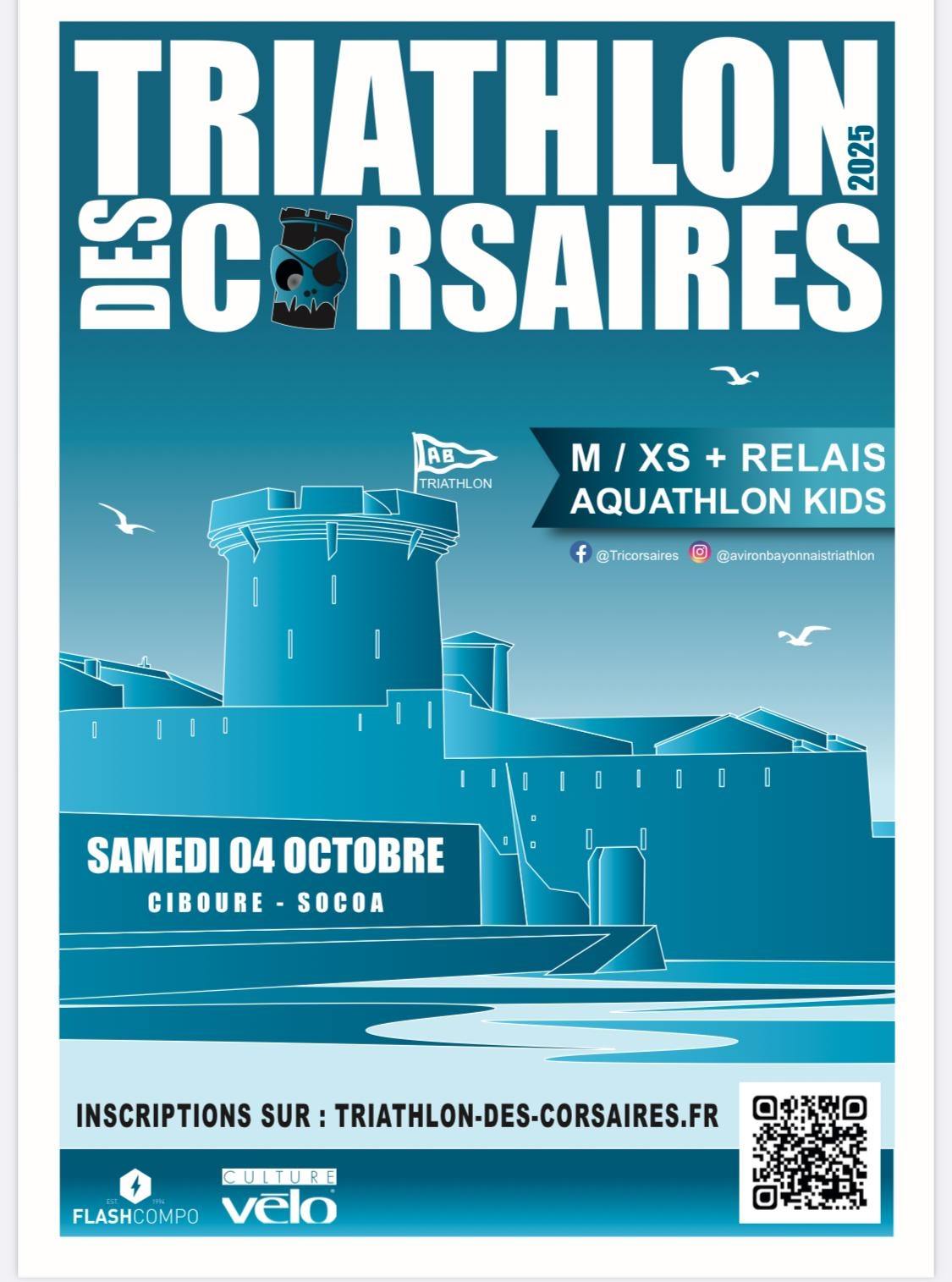 affiche du Triathlon des Corsaires 2025